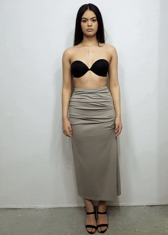 Ruched Skirt Dress 2-in-1 in Taupe