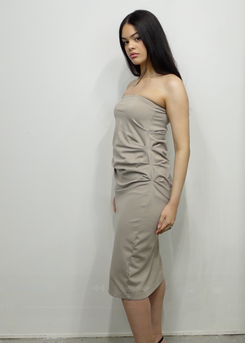 Ruched Skirt Dress 2-in-1 in Taupe