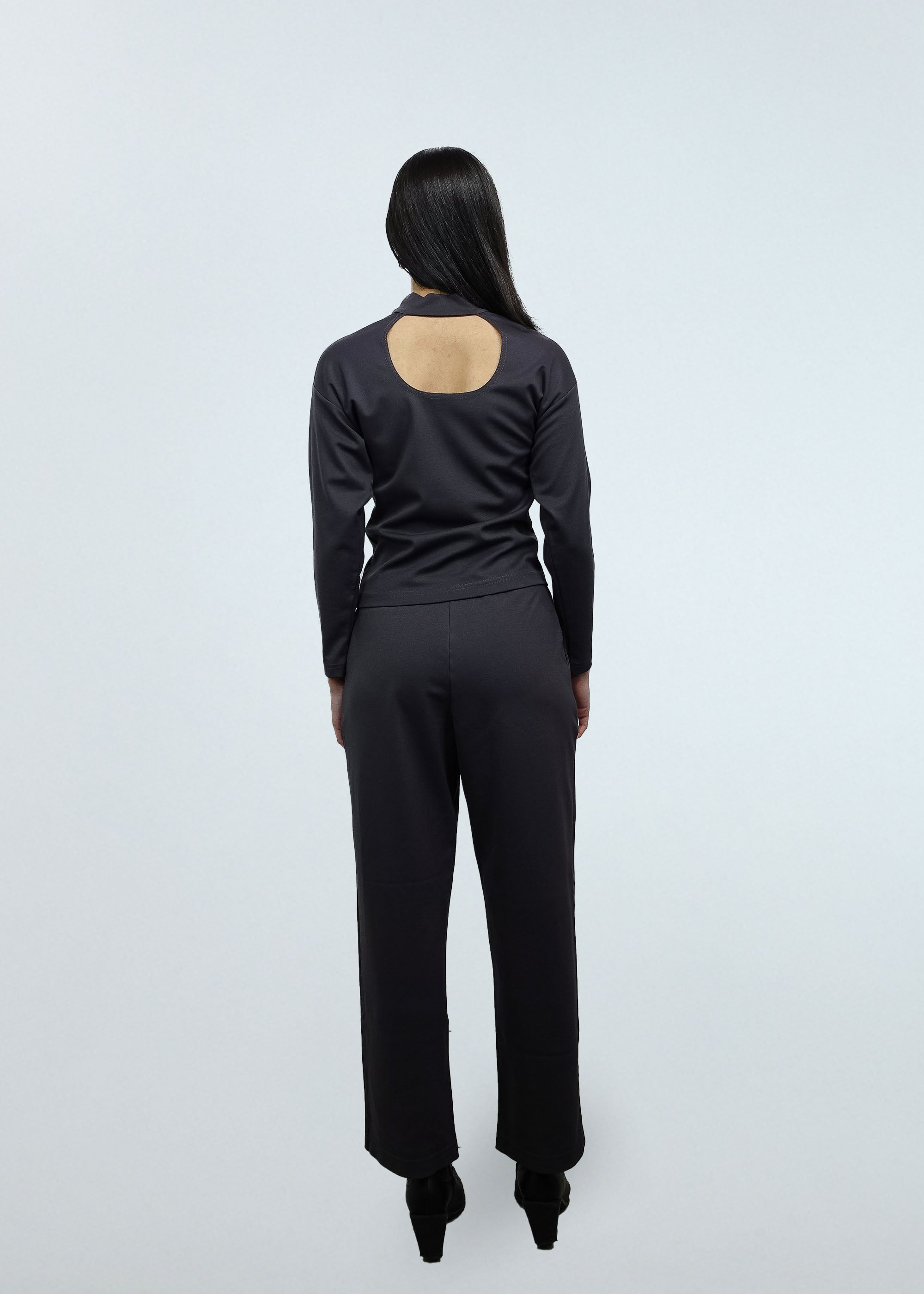 Egret Long Sleeve Top 2-in-1 in Pewter