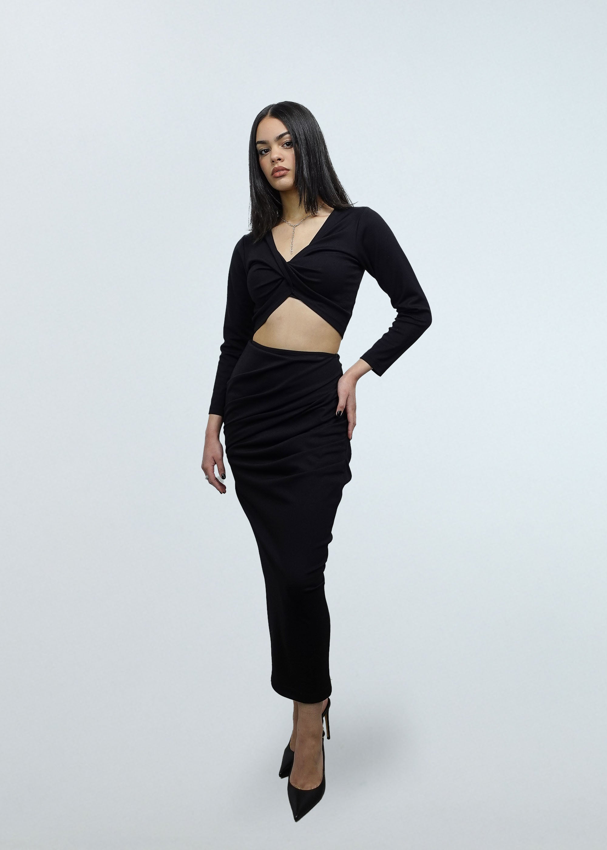 Twist Top Long Sleeve 2-in-1 in Black