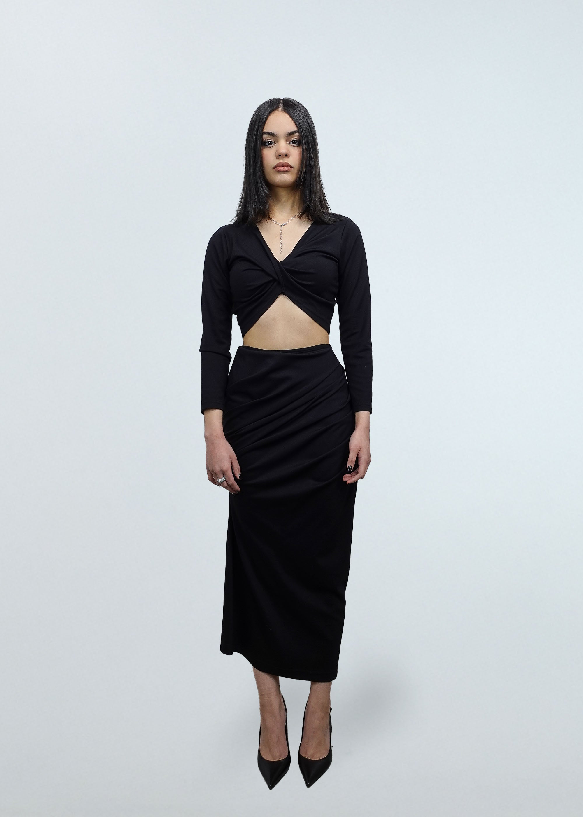 Twist Top Long Sleeve 2-in-1 in Black