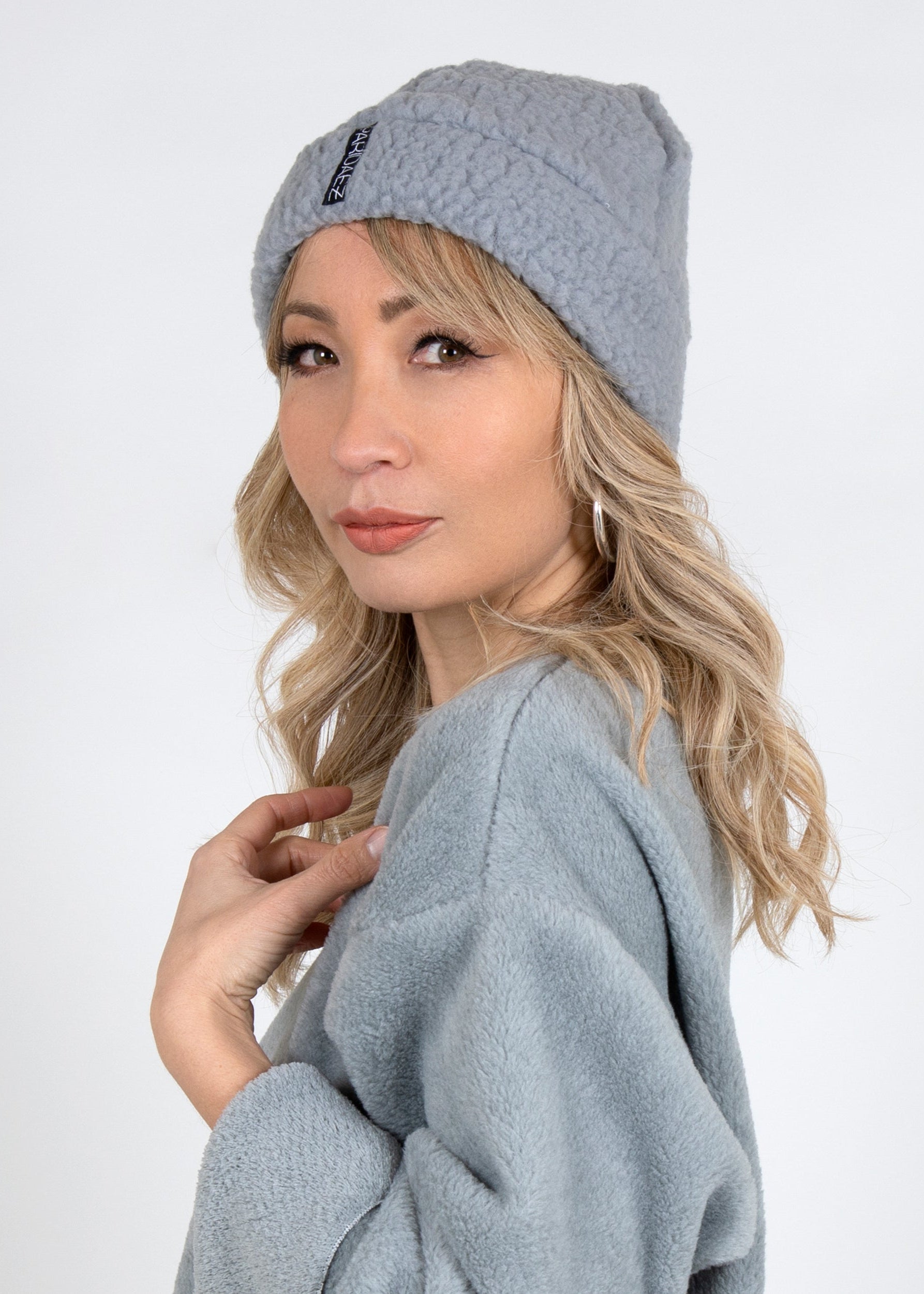 Polartec® Shearling Kiwi Beanie in Grey