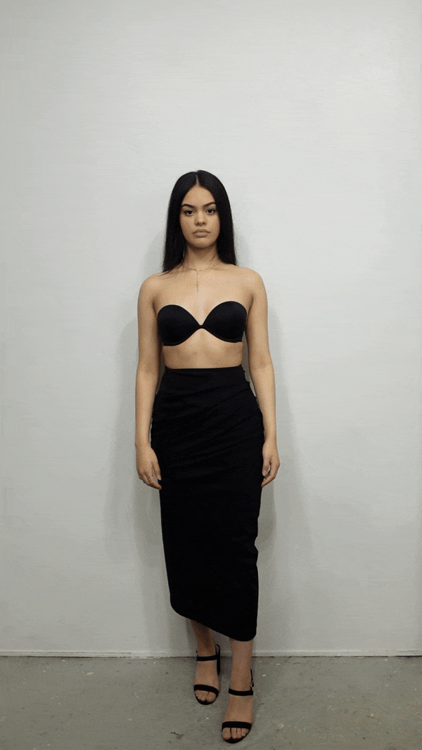 Ruched Skirt Dress 2-in-1 in Black
