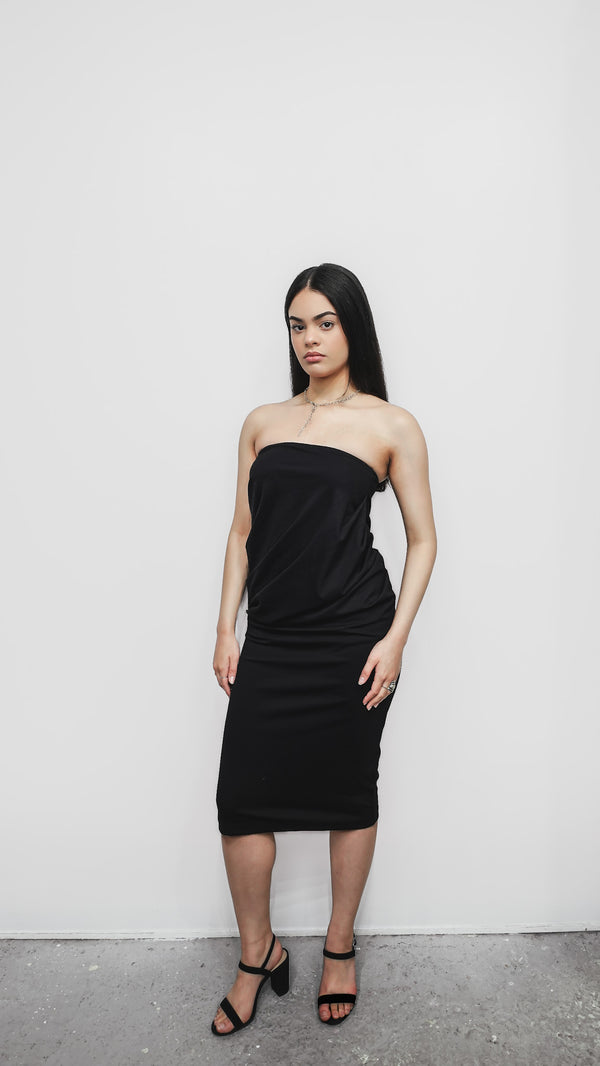 Ruched Skirt Dress 2-in-1 in Black