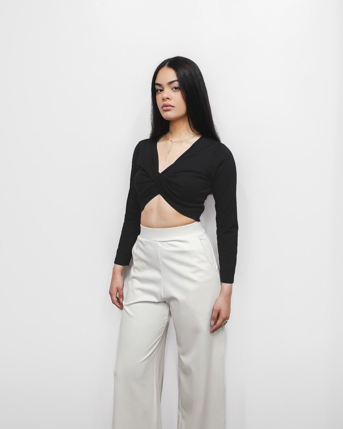 Twist Top Long Sleeve 2-in-1 in Black