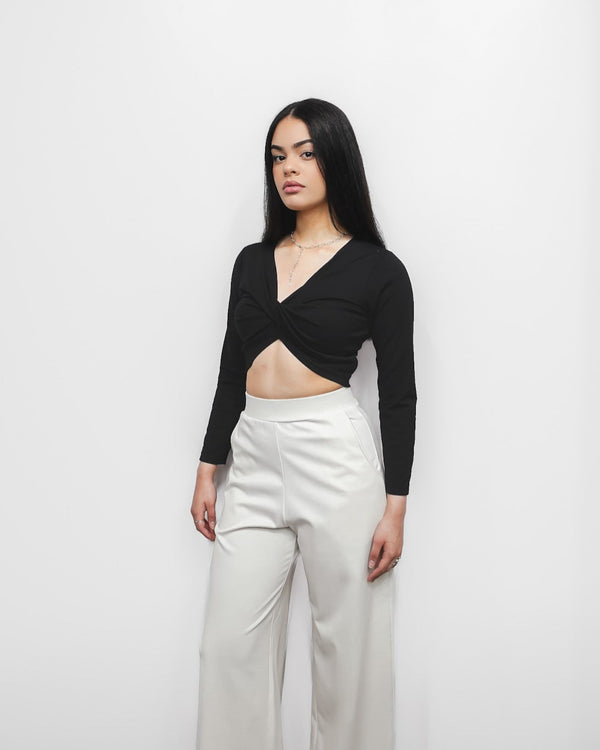 Twist Top Long Sleeve 2-in-1 in Black
