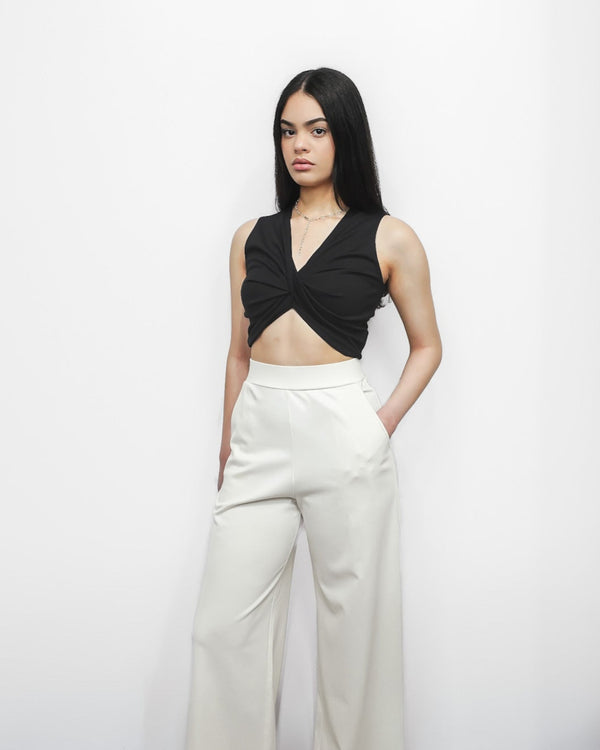 Twist Top Sleeveless 2-in-1 in Black