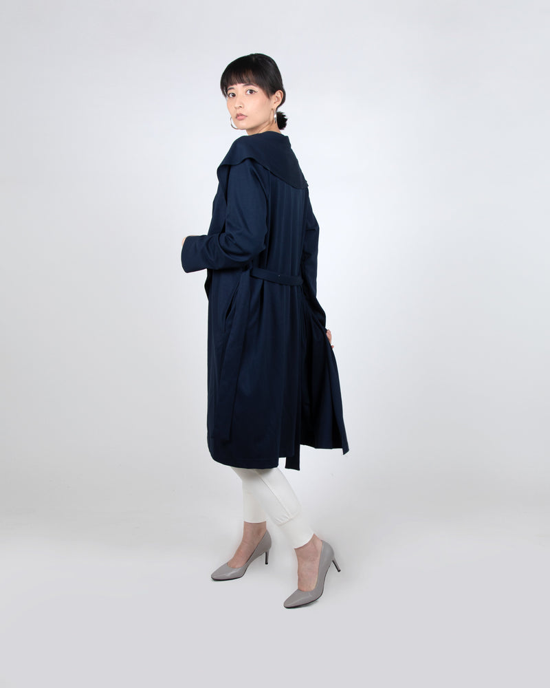 Shawl Collar Trench Coat in Pewter