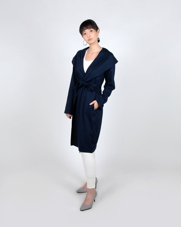 Shawl Collar Trench Coat in Pewter