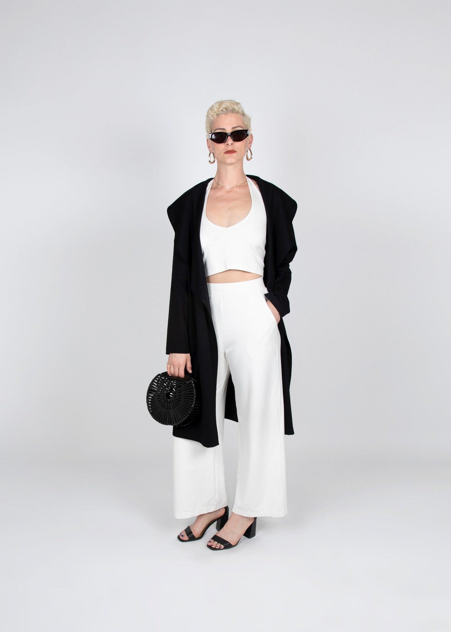 Shawl Collar Trench Coat in Black