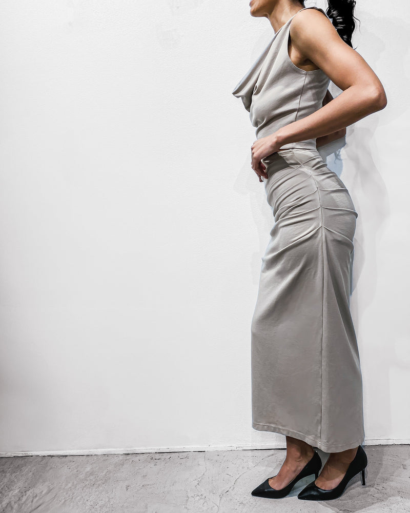 Ruched Skirt Dress 2-in-1 in Taupe