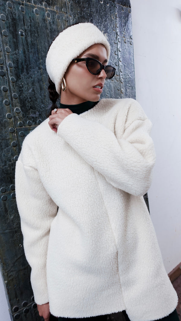 Polartec® Shearling Puffin Unisex Top 2-in-1 in Ivory