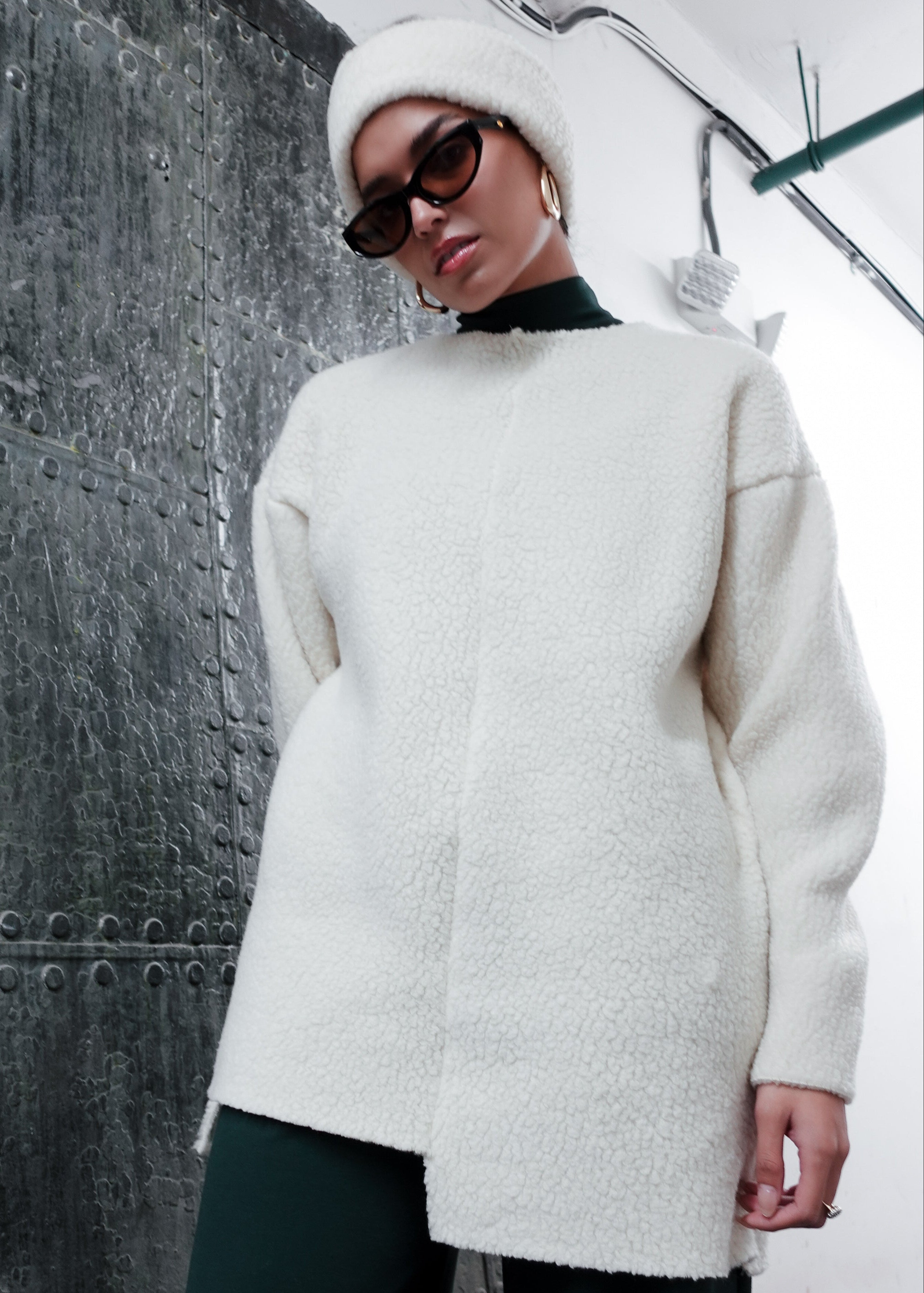 Polartec® Shearling Puffin Unisex Top 2-in-1 in Ivory