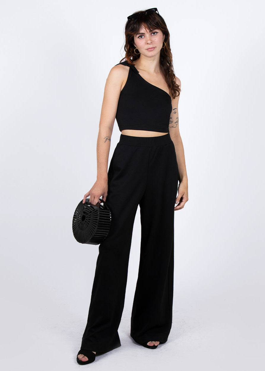 Black Wide Leg Ponte Palazzo Pants | Bantam Pant