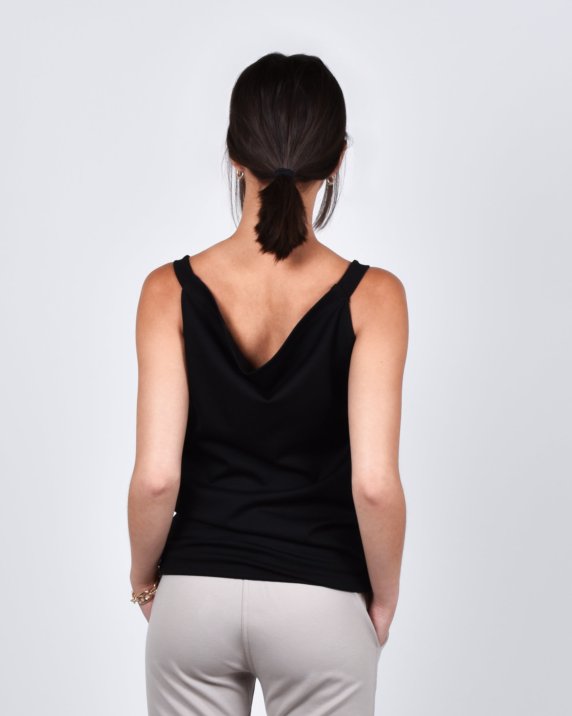 black sleeveless top