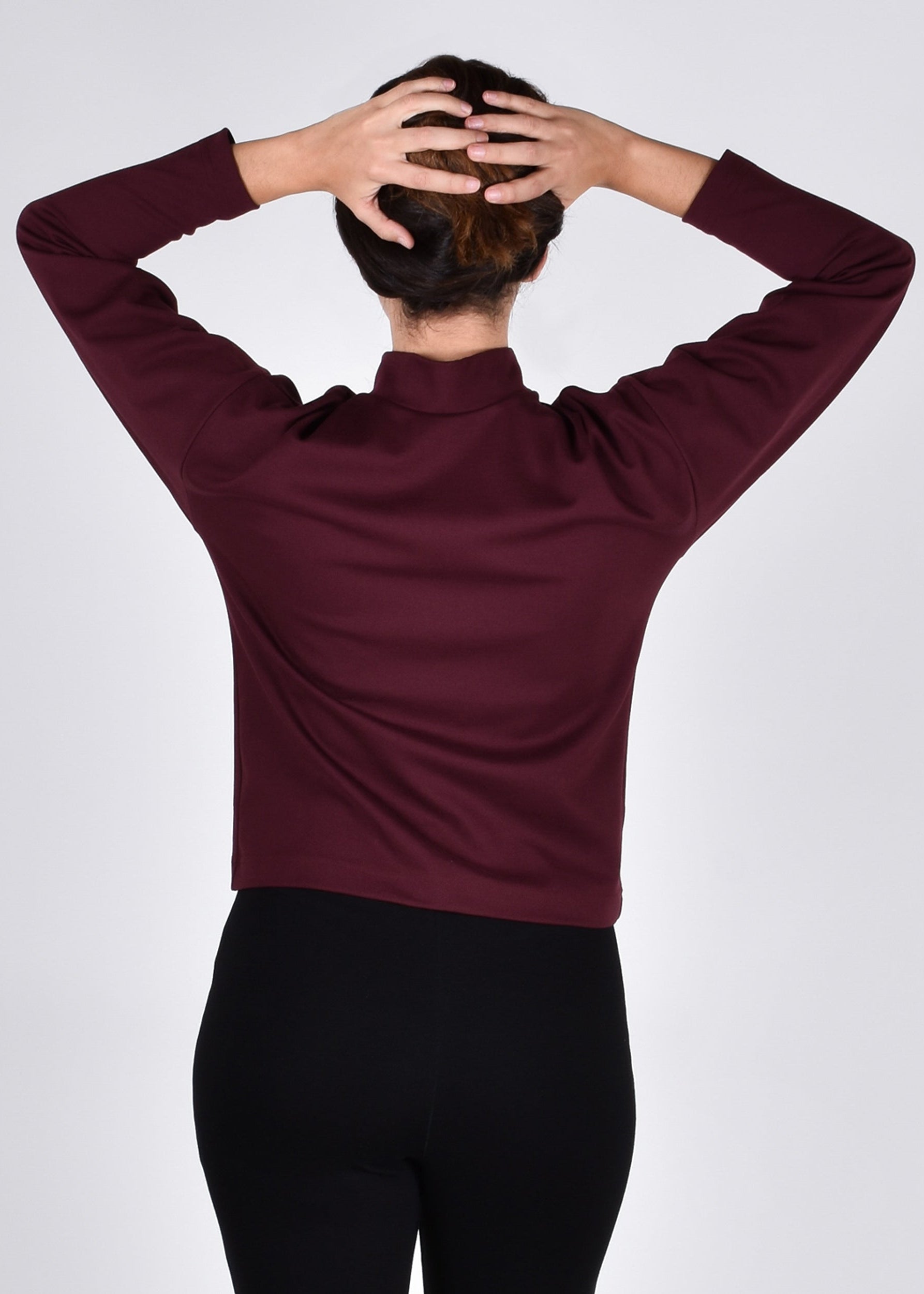 Egret Top Long Sleeve 2-in-1 in Burgundy - PARIDAEZ 