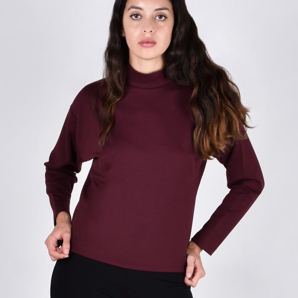 Burgundy high hot sale neck top