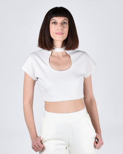 Egret Crop Cap Sleeve 2-in-1 in Cream - PARIDAEZ 