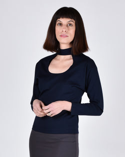 Egret Top Long Sleeve 2-in-1 in Navy - PARIDAEZ 