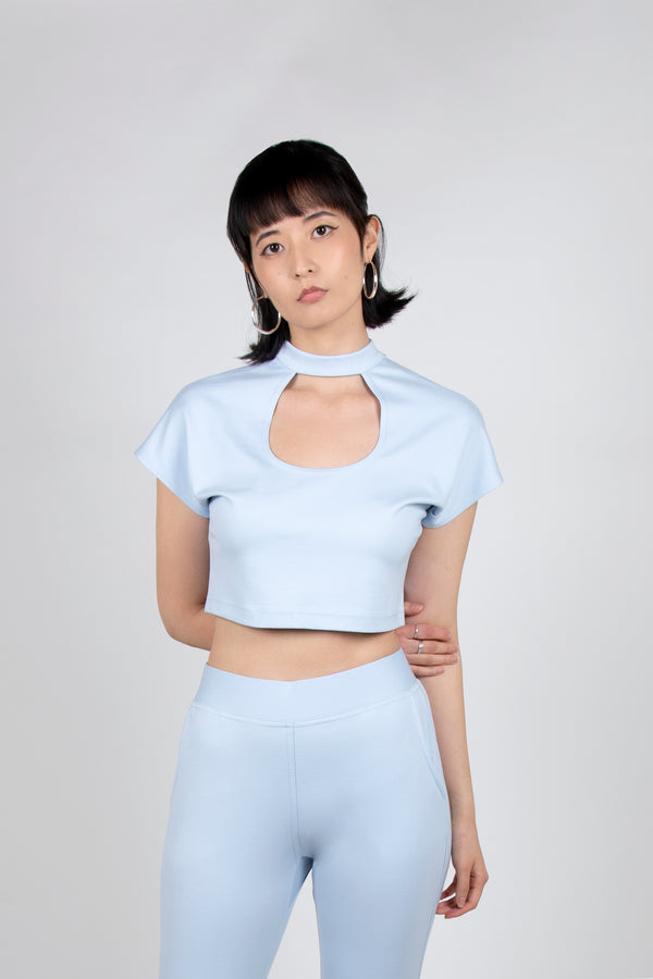 Egret Crop Cap Sleeve 2-in-1 in Baby Blue