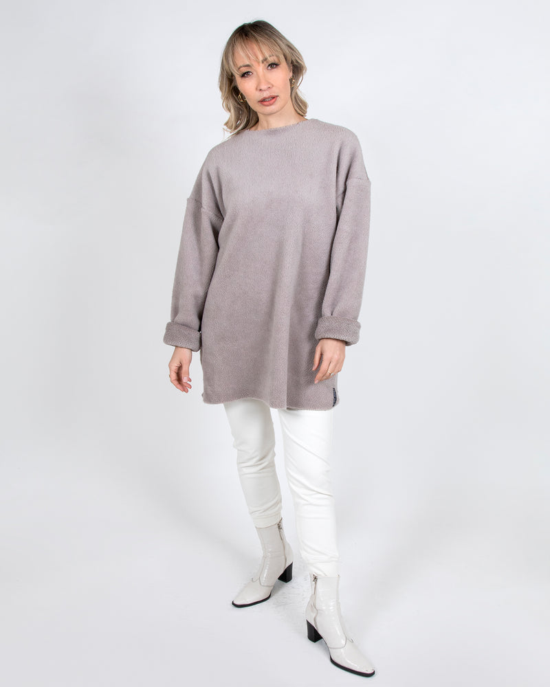 Fuzzy Puffin Unisex Top 2-in-1 in Taupe