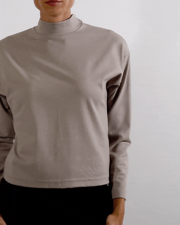 Egret Top Long Sleeve 2-in-1 in Pewter - PARIDAEZ 